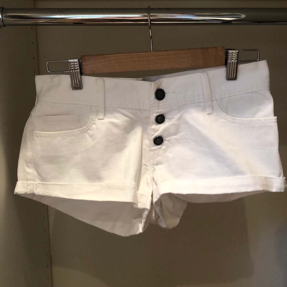Hollister white denim shorts